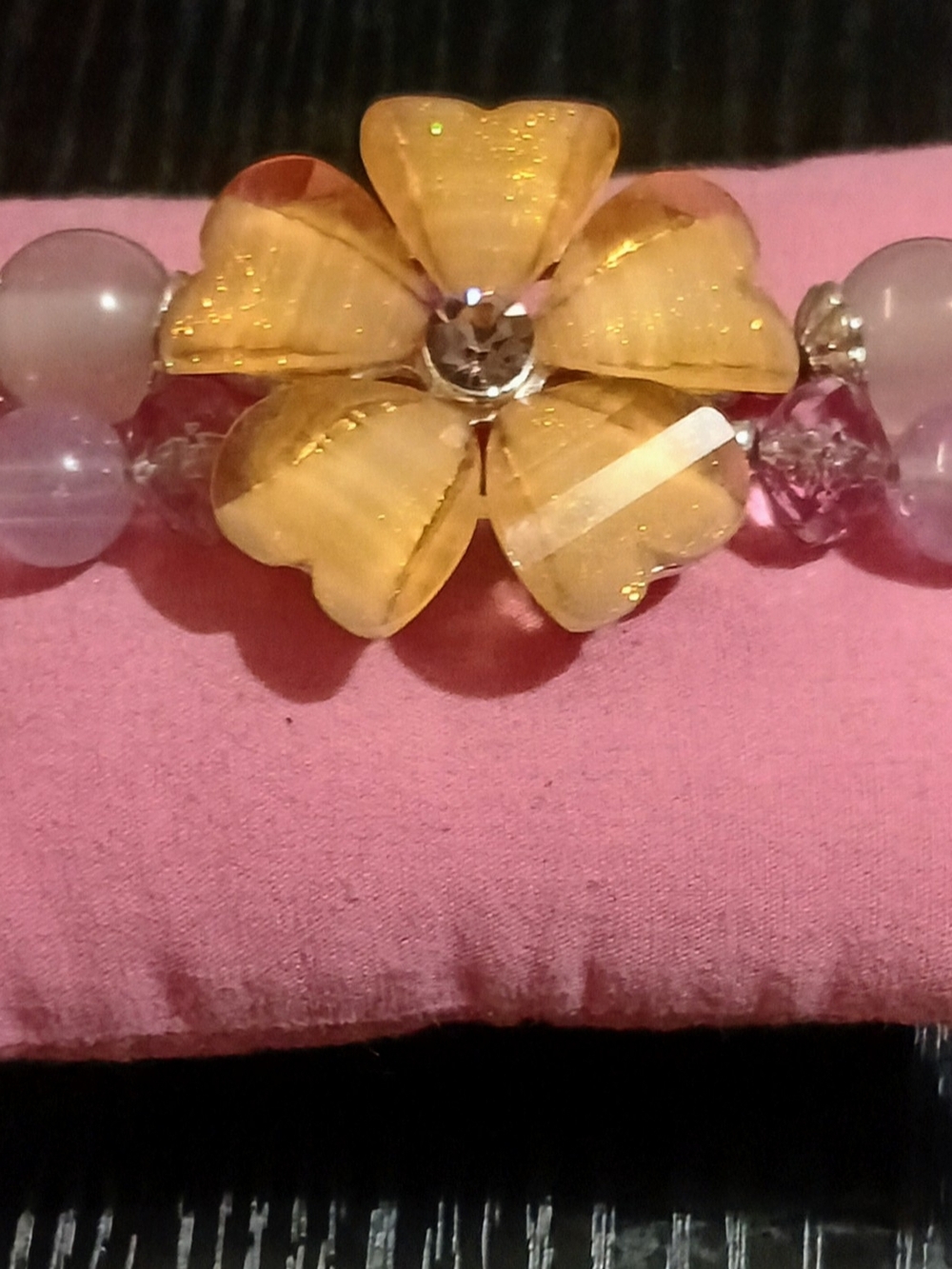 croft & barrow Yellow Floral Bead Bracelet